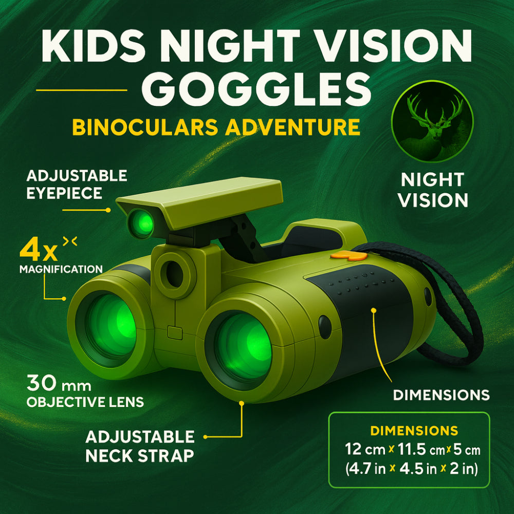 Kids Night Vision Binoculars – 4x Magnification Outdoor Adventure Toy