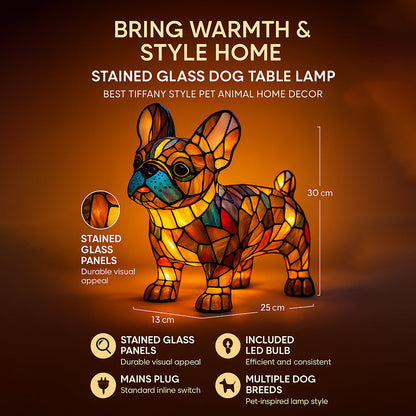 Stained Glass Dog Table Lamp Best Tiffany Style Pet Animal Home Decor