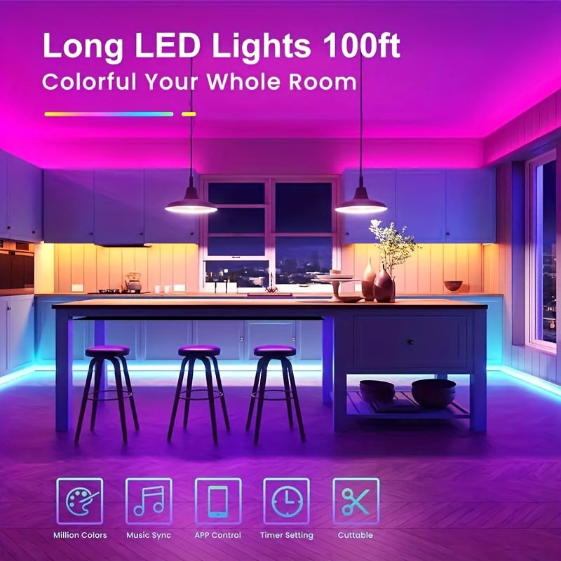 LED Strip Lights 300ft – Colour Changing RGB Light Strip with Music Sync & App Control